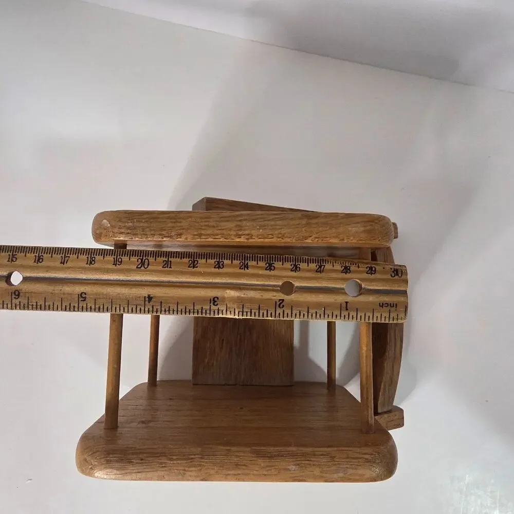 Vintage Wooden Self Leveling Condiment Spice Holder Gimbal Table Caddy